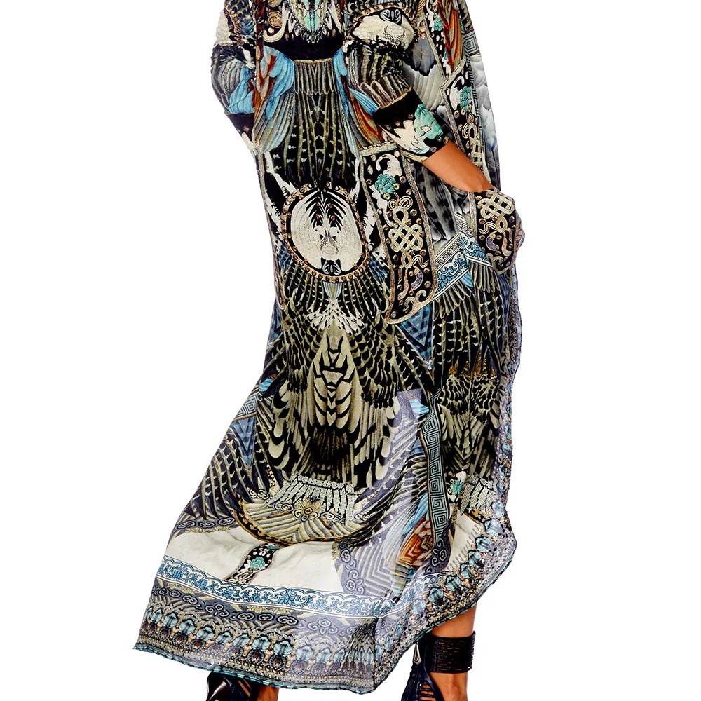 Camilla Franks,  Long Casual Jacket, Girl on a Wing, 100% Silk, OS - Picture 3 of 9